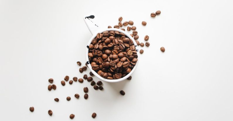 Coffee Beans - White Ceramic Mug Full Of Coffee Beans
